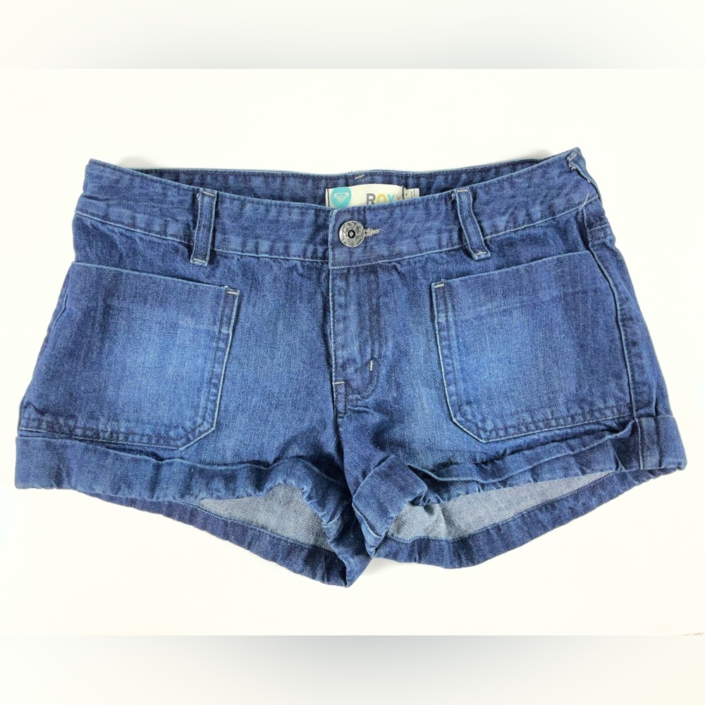 Y2K Roxy Juniors’ Low-Rise Medium Wash Blue Denim Jean‎ Shorts Size 13